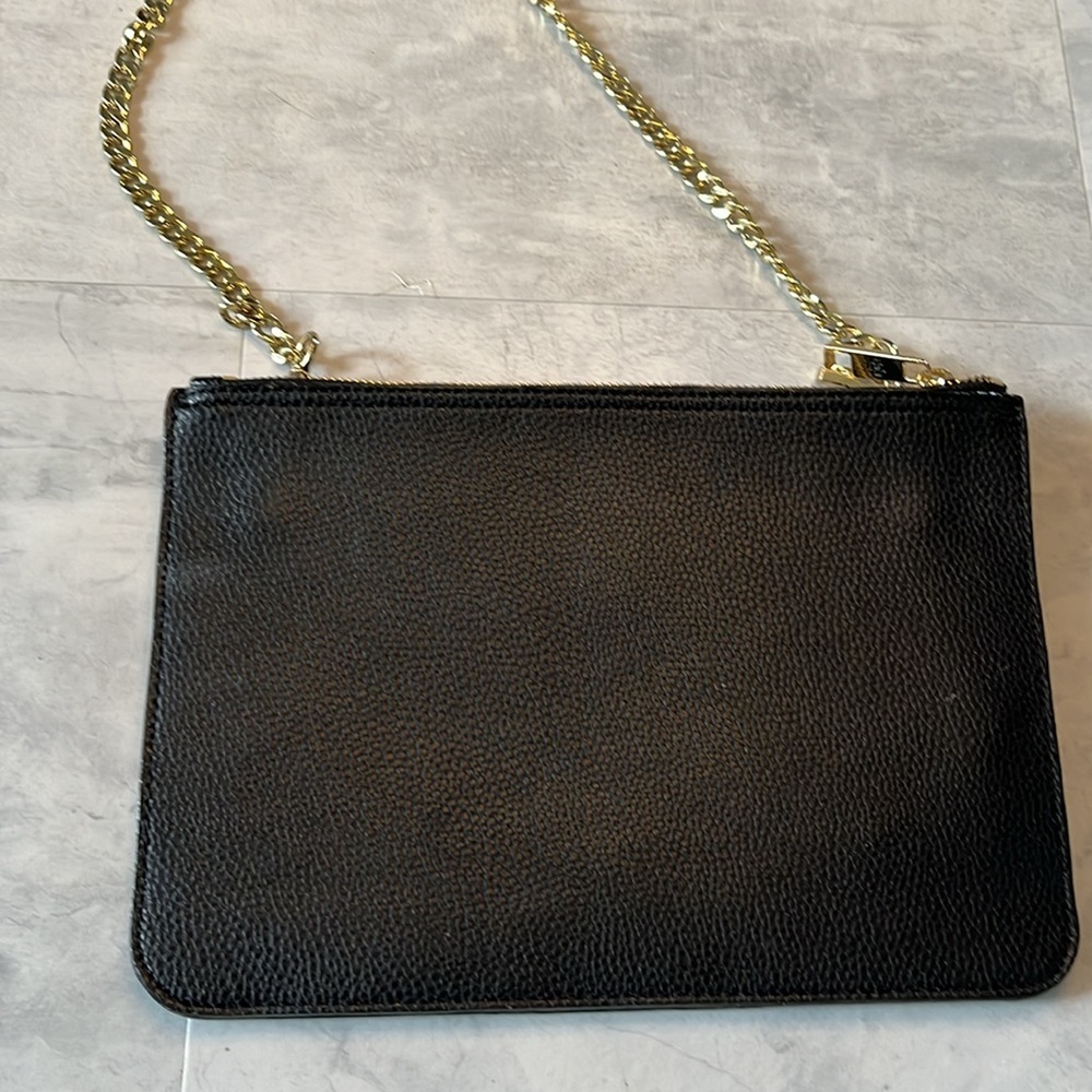 Ann Taylor Mini iPad bag   Wrap gift in this !  genuine leather  black/gold NWT - Picture 10 of 15